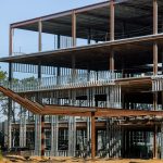 Installation steel frame structure frame is under a construction Installation steel frame structure frame is under a construction